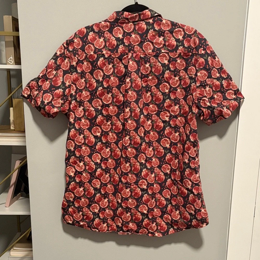 14th & Union Red and Black Pomegranate Patterned Casual Shirt - Picture 4 of 5